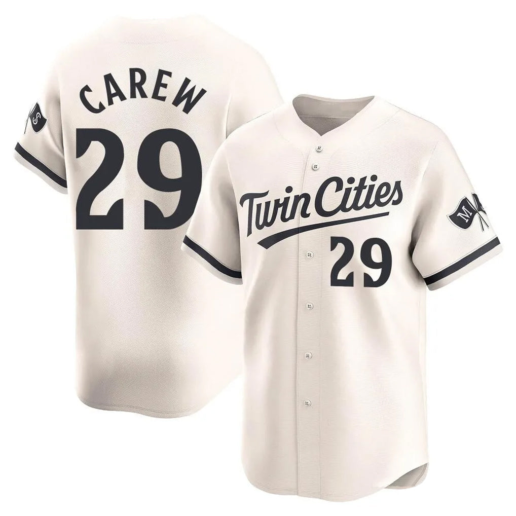 M.Twins #29 Rod Carew Player Cream Home Limited Gdoa Stitched Jerseys