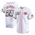 C.Reds #28 Eugenio Su¨¢rez Player White Speedway Classic Home Limited Gdoa Stitched Jerseys