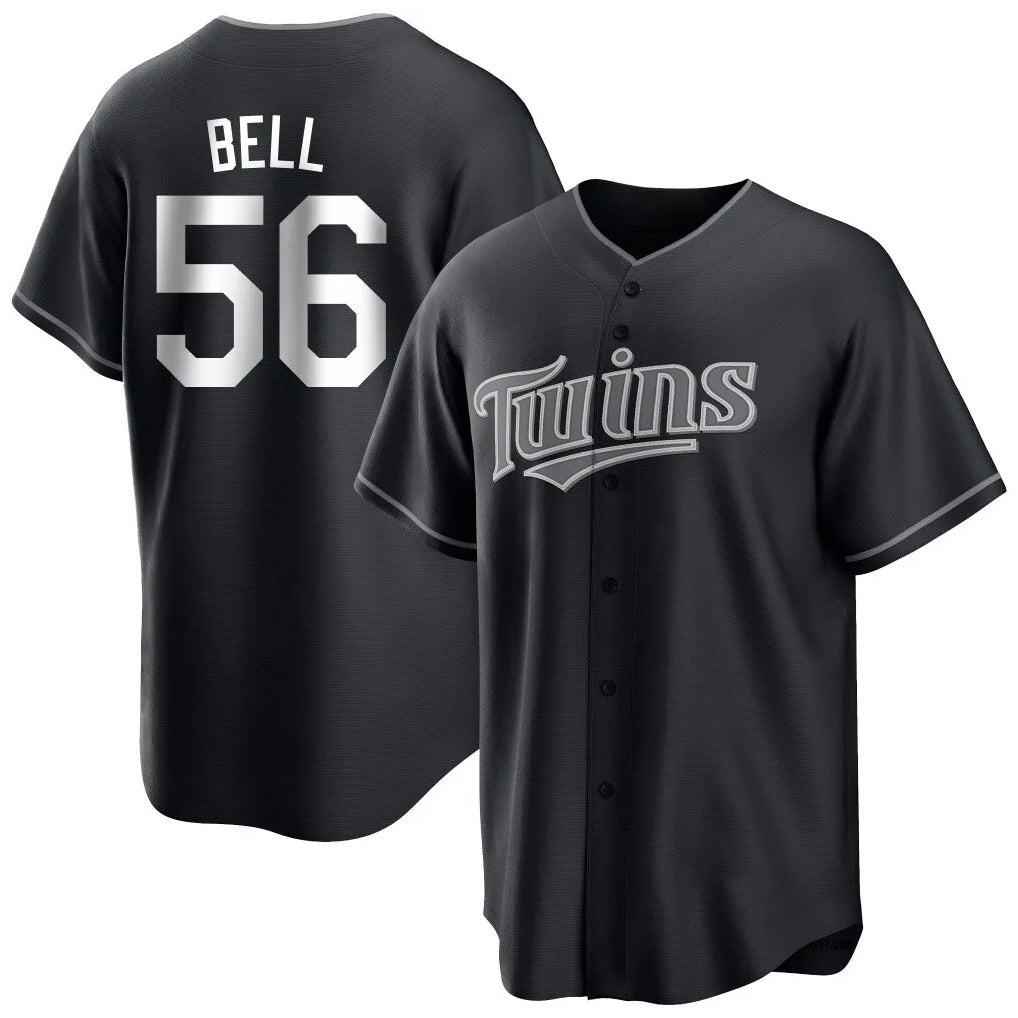 M.Twins #56 Josh Bell Player Black Home Game Gdoa Stitched Jerseys