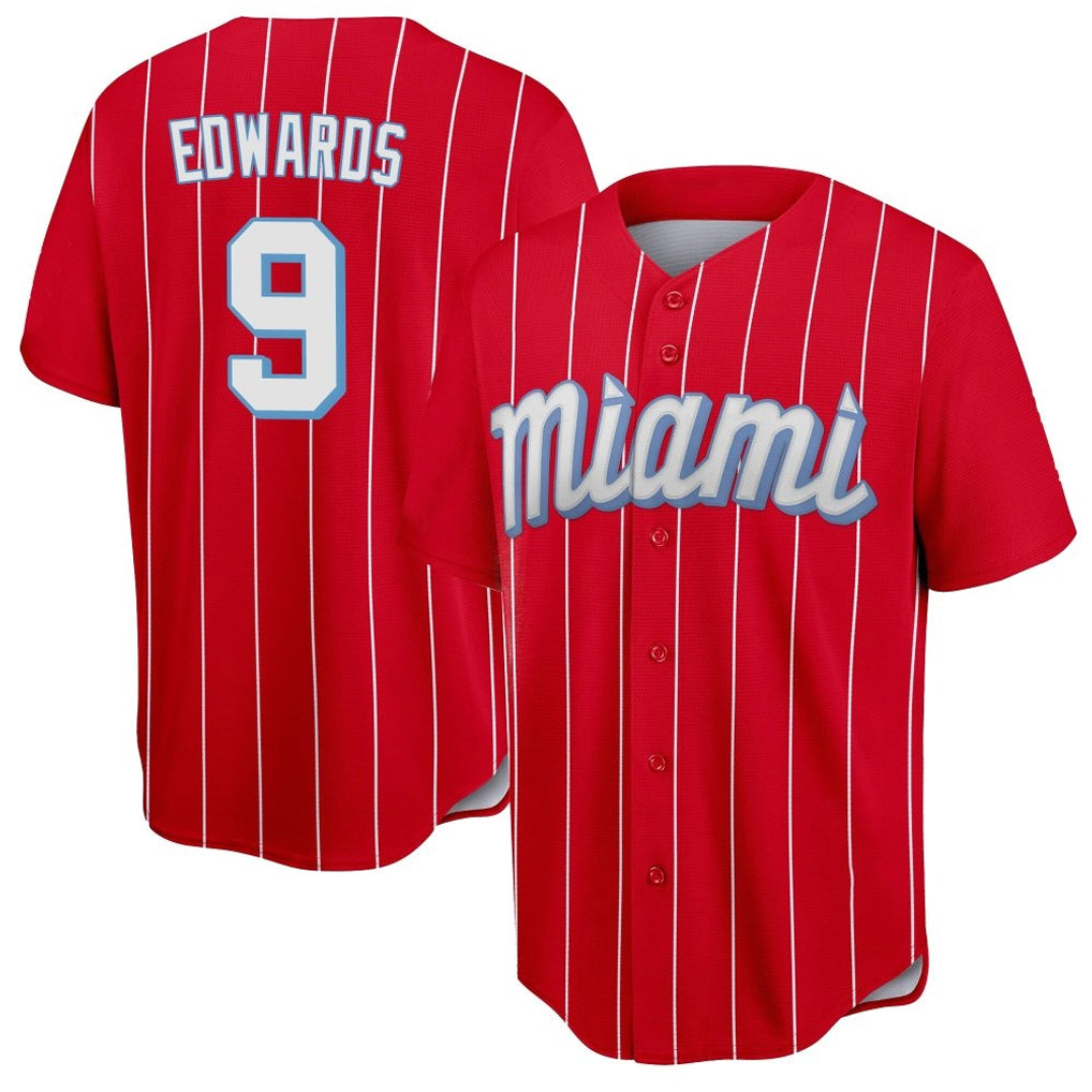 M.Marlins #9 Xavier Edwards Player Red City Connect Home Game Gdoa Stitched Jerseys