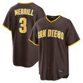 S.Diego Padres #3 Jackson Merrill Player Brown Home Game Stitched Jerseys