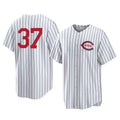 C.Reds #37 Tyler Stephenson Player White Stripe Field of Dreams Game Home Gdoa Stitched Jerseys