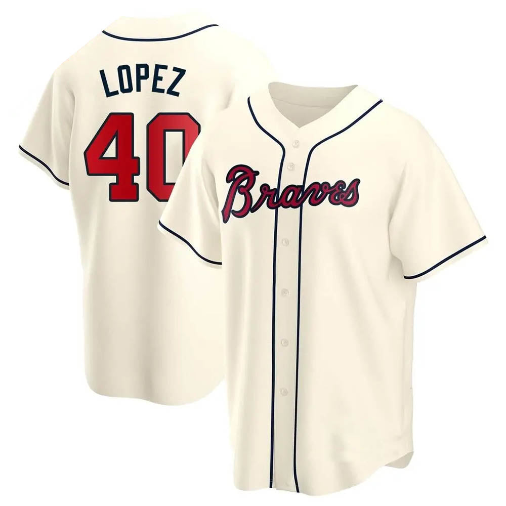 A.Braves #40 Reynaldo Lopez player Cream Replica Alternate Stitched Jerseys