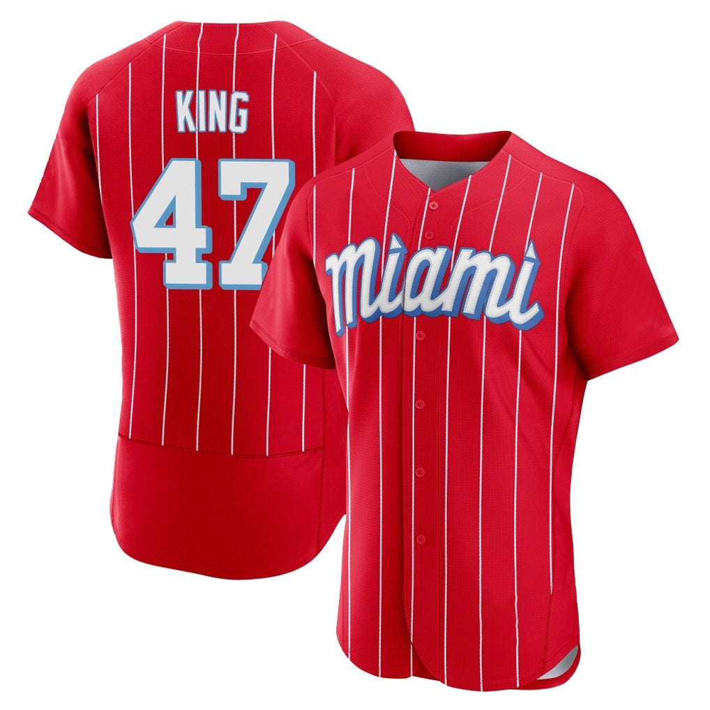 M.Marlins #47 John King Player Red City Connect Home Limited Elite Gdoa Stitched Jerseys