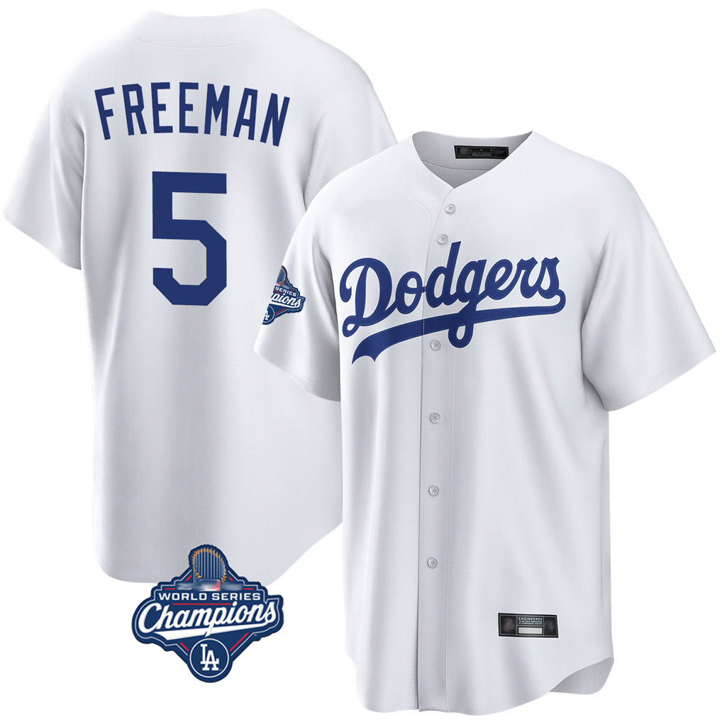 LA.Dodgers #5 Freddie Freeman Player White World Series Meet Game Home Gdoa Stitched Jerseys