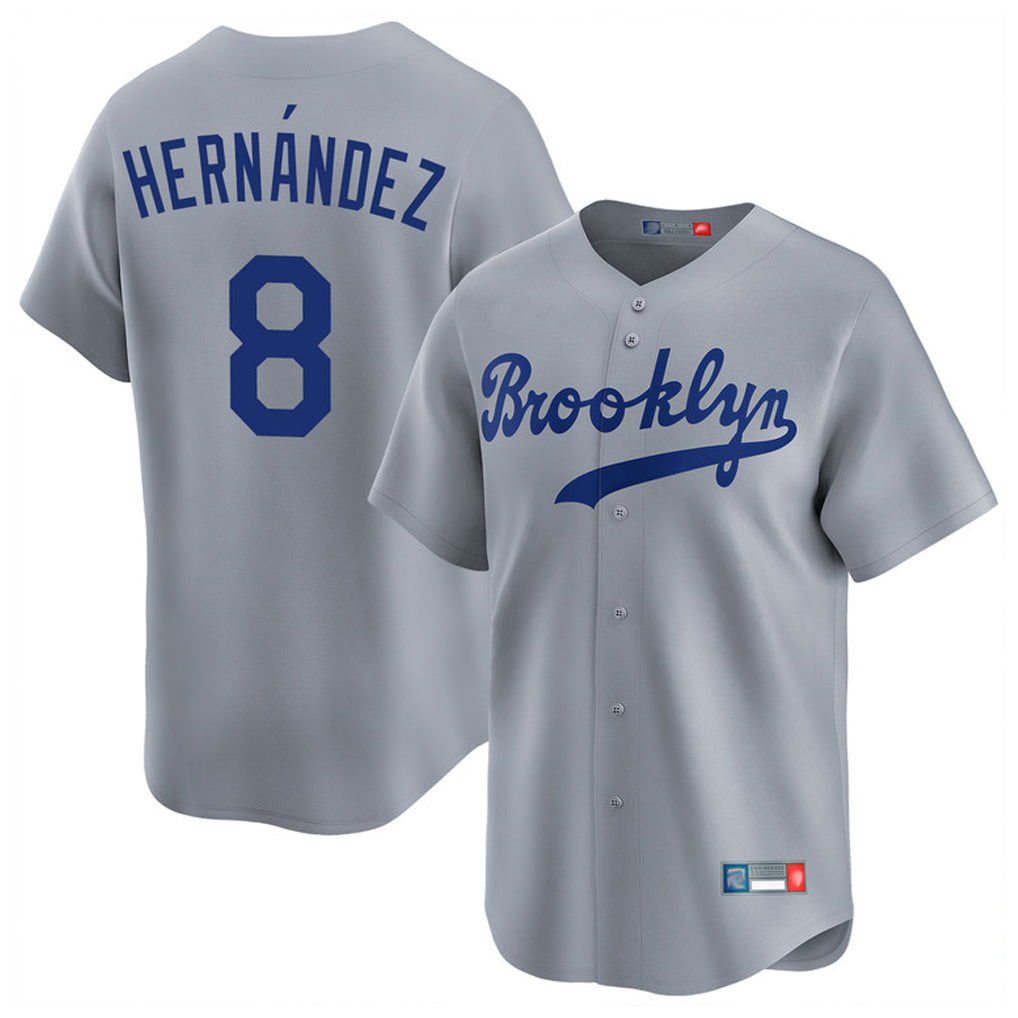 LA.Dodgers #8 Enrique Hern¨¢ndez Player Gray Game Limited Home Gdoa Stitched Jerseys