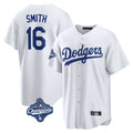 LA.Dodgers #16 Will Smith Player White World Series Meet Game Home Gdoa Stitched Jerseys