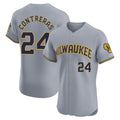 M.Brewers #24 William Contreras Player Gray Home Limited Elite Gdoa Stitched Jerseys