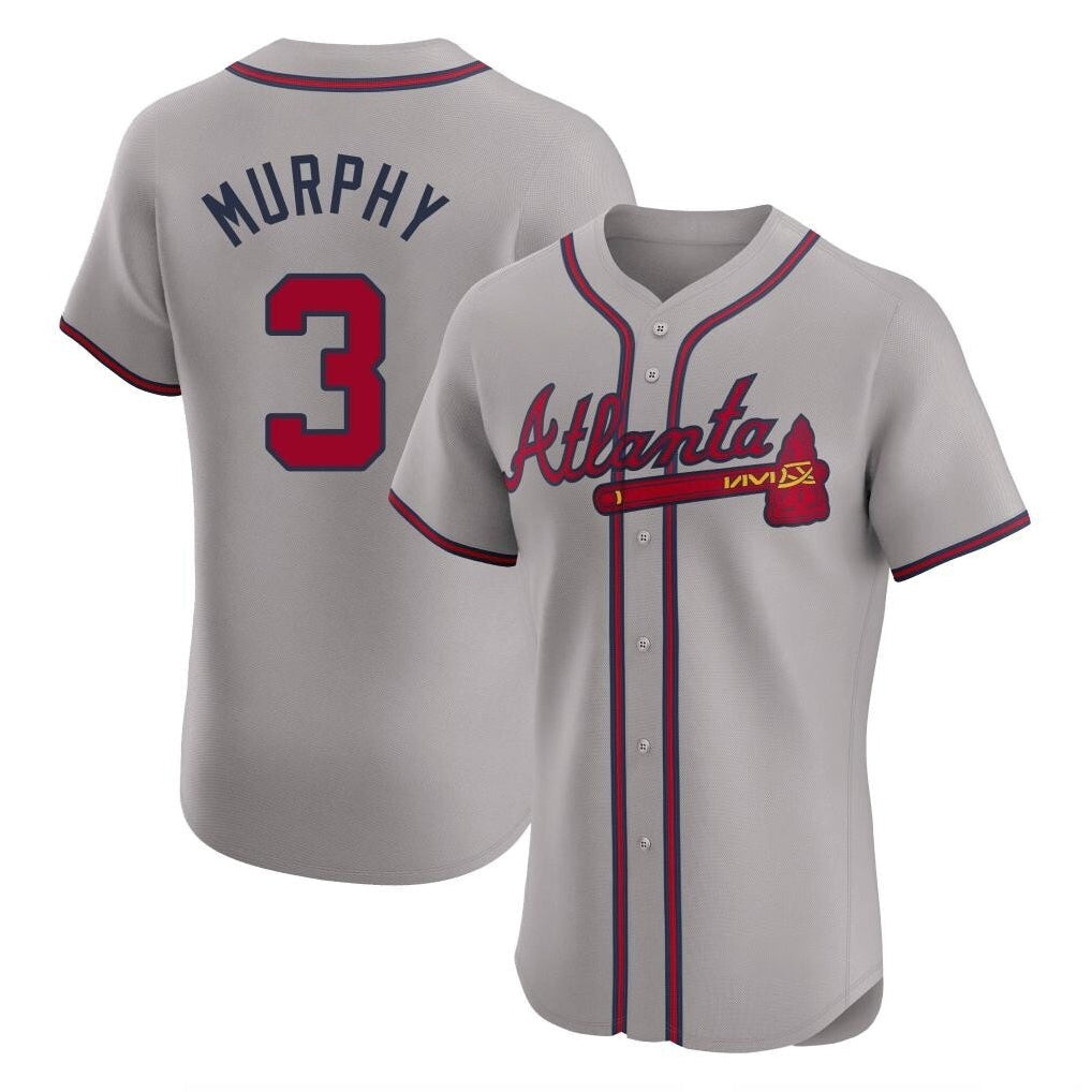 A.Braves #3 Dale Murphy Player Gray Limited Elite Home Game Gdoa Stitched Jerseys