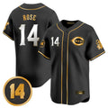 C.Reds #14 Pete Rose Player Black-Gold Vapor Premier Limited Home Gdoa Stitched Jerseys