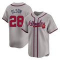 A.Braves #28 Matt Olson Player Gray Limited Home Game Gdoa Stitched Jerseys