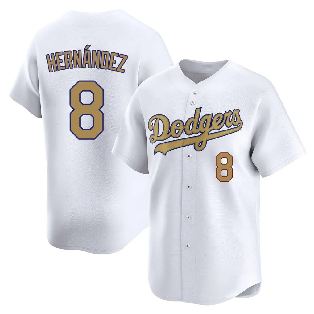 LA.Dodgers #8 Enrique Hern¨¢ndez Player Gold Collection Limited Home Gdoa Stitched Jerseys