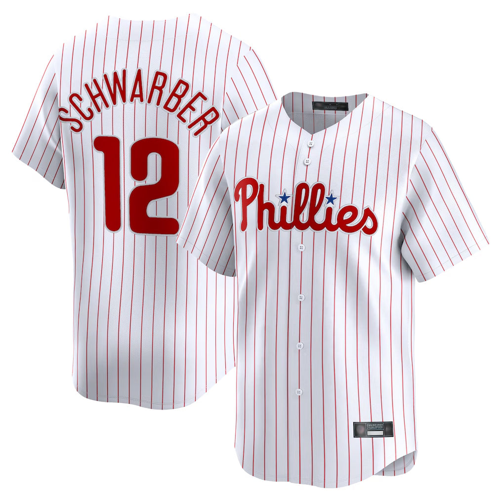 P.Phillies #12 Kyle Schwarber Player White Home Limited Stitched Jerseys
