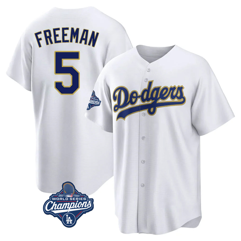 LA.Dodgers #5 Freddie Freeman Player Gold World Series Meet White 2026 Collection Stadium Game Gdoa Stitched Jerseys