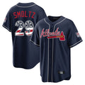 A.Braves #29 John Smoltz Player Navy USA 250 Fourth Of July Limited Home Game Gdoa250Ys Stitched Jerseys