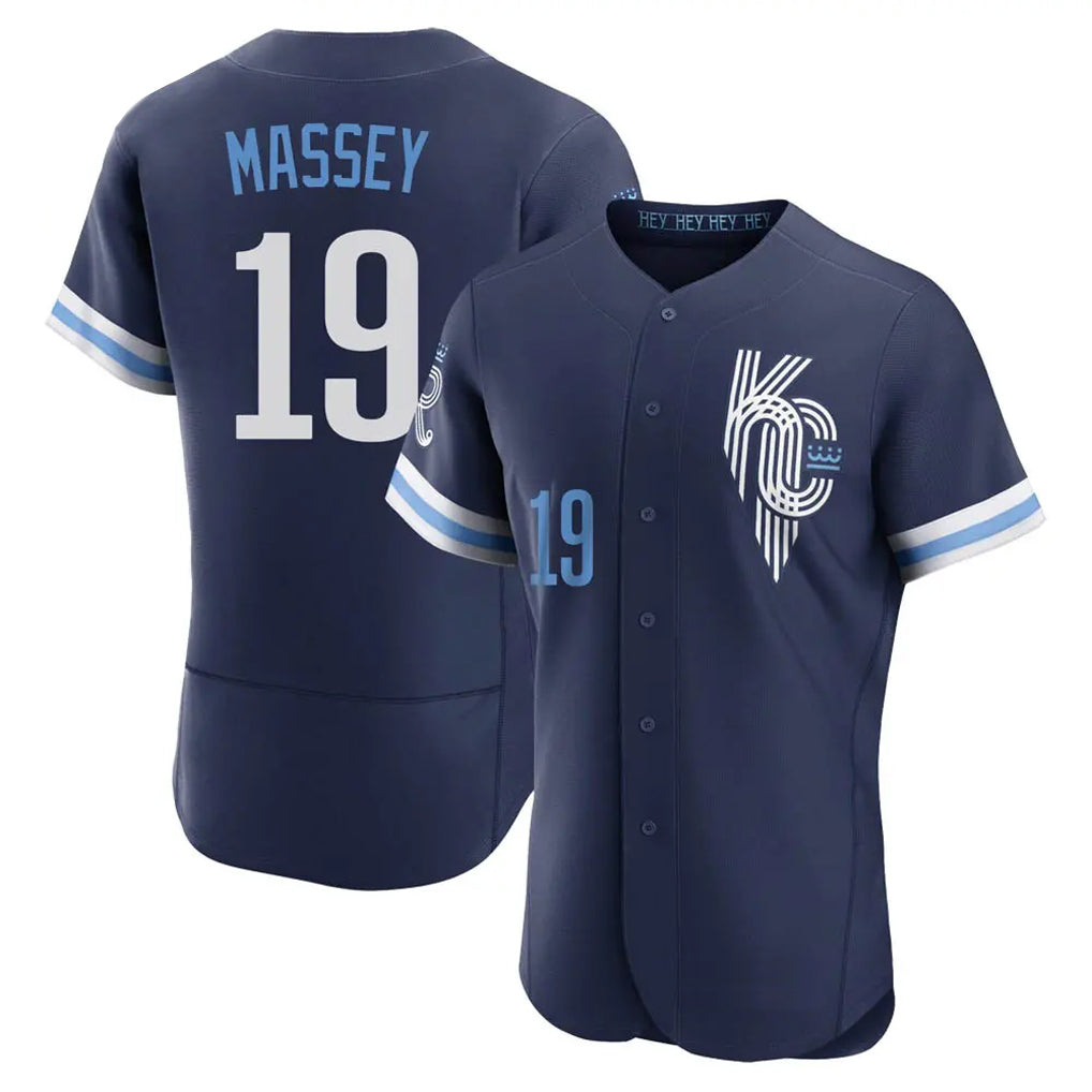 KC.Royals #19 Michael Massey Player Navy City Connect Limited Elite Home Gdoa Stitched Jerseys