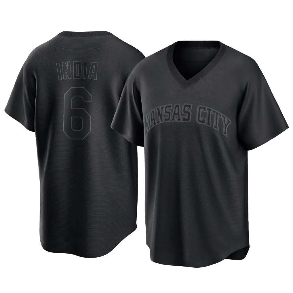 KC.Royals #6 Jonathan India Player Black Fashion Game Gdoa Stitched Jerseys