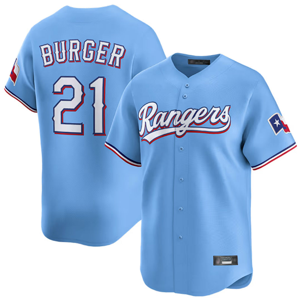 T.Rangers #21 Jake Burger Player Light Blue Home Limited Gdoa Stitched Jerseys