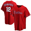 P.Phillies #12 Kyle Schwarber Player Red Home Game Stitched Jerseys
