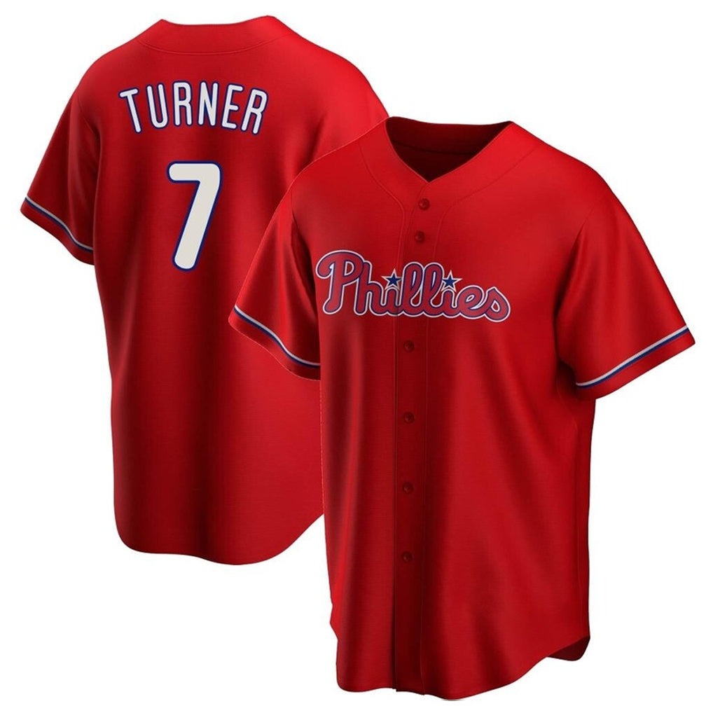 P.Phillies #7 Trea Turner Player Red Home Game Stitched Jerseys