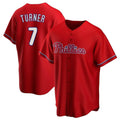 P.Phillies #7 Trea Turner Player Red Home Game Stitched Jerseys