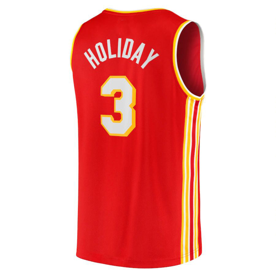 A.Hawks #3 Aaron Holiday Supporters Branded Fast Break Replica Jersey Icon Edition Red Stitched American Basketball Jersey