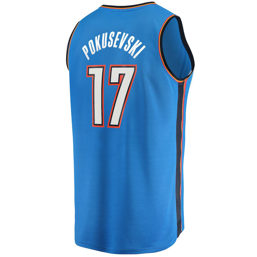 OC.Thunder #17 Aleksej Pokusevski Supporters Branded 2021-22 Fast Break Replica Jersey Icon Edition Blue Stitched American Basketball Jersey