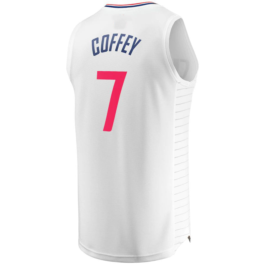 LA.Clippers #7 Amir Coffey  Supporters Branded Fast Break Replica Player Jersey White Association Edition Stitched American Basketball Jersey