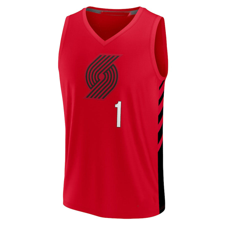 P.Trail Blazers #1 Anfernee Simons Supporters Branded 2022-23 Fast Break Replica Jersey Red Statement Edition Stitched American Basketball Jersey