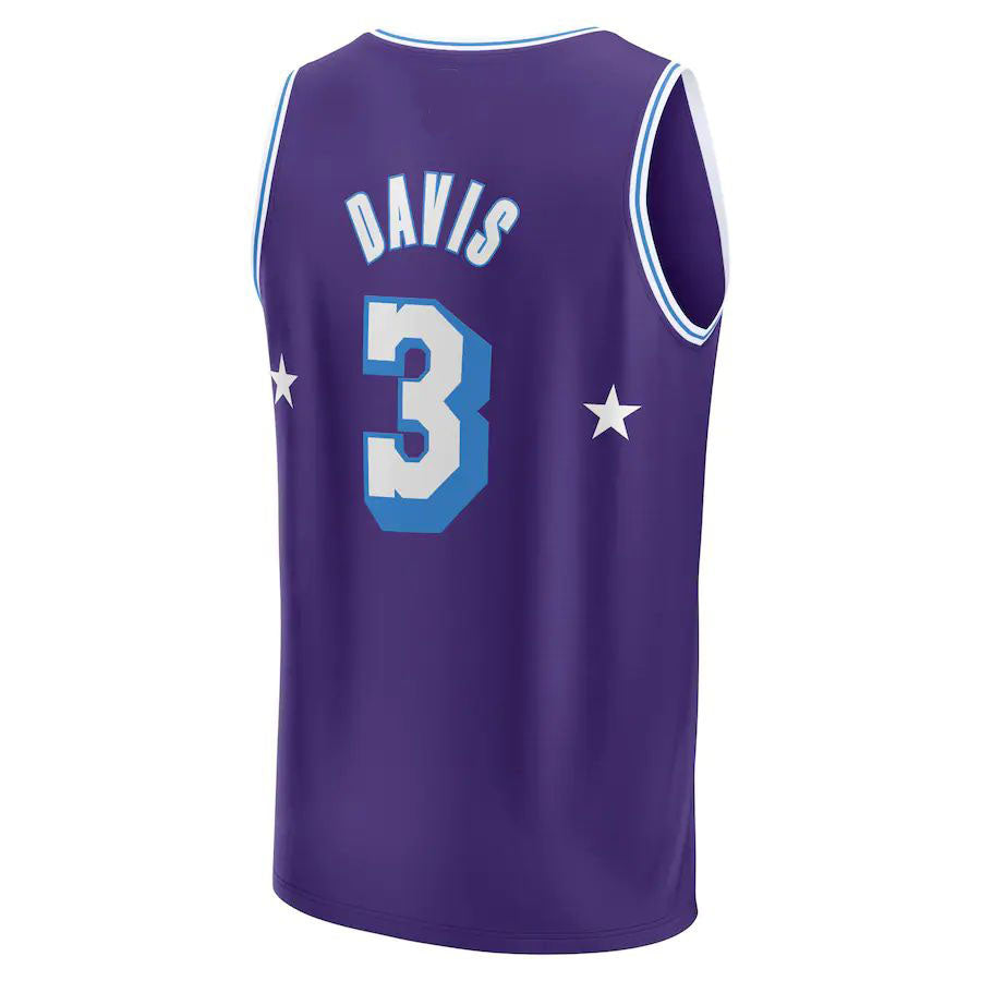 LA.Lakers #3 Anthony Davis Supporters Branded 2021-22 Fast Break Replica Jersey City Edition Purple Stitched American Basketball Jersey