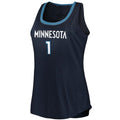 M.Timberwolves #1 Anthony Edwards Supporters Branded Women's 2021-22 Fast Break Tank Jersey Icon Edition Navy Stitched American Basketball Jersey