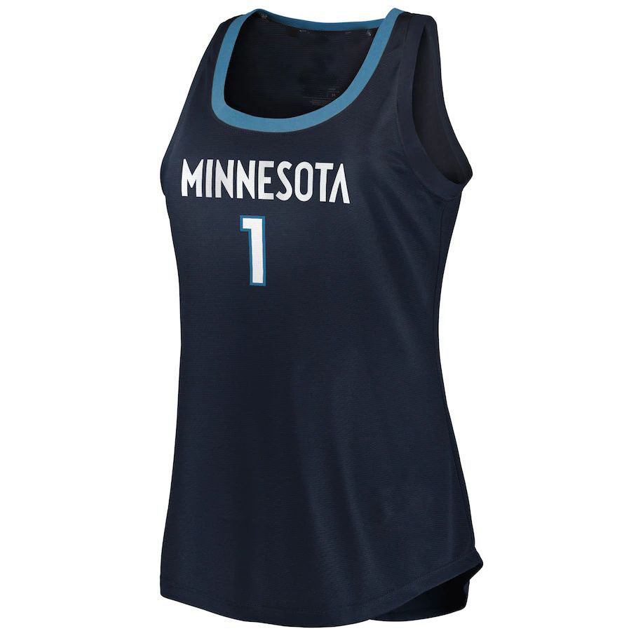 M.Timberwolves #1 Anthony Edwards Supporters Branded Women's 2021-22 Fast Break Tank Jersey Icon Edition Navy Stitched American Basketball Jersey