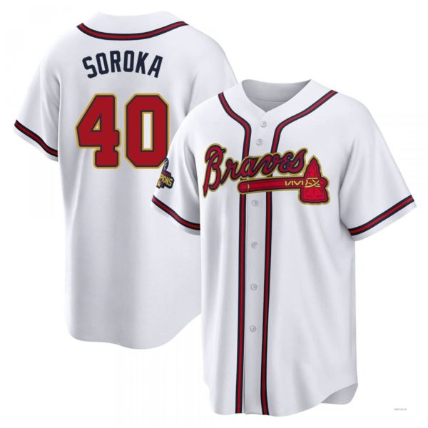 Atlanta Braves #40 Mike Soroka Gold White 2022 Program Jersey Stitches Baseball Jerseys