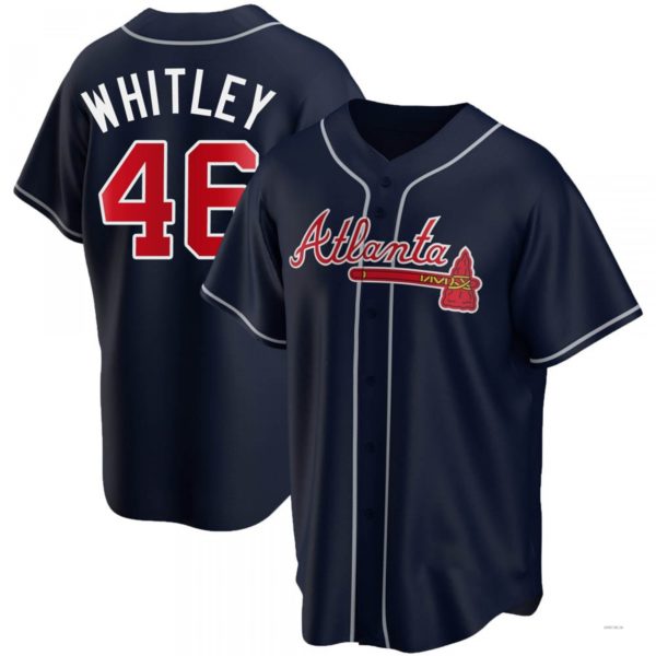 Atlanta Braves #46 Chase Whitley Navy Alternate Jersey Stitches Baseball Jerseys