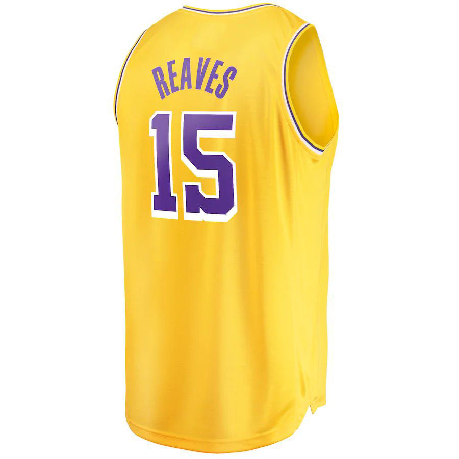LA.Lakers #15 Austin Reaves Supporters Branded 2021-22 Fast Break Replica Jersey Icon Edition Gold Stitched American Basketball Jersey