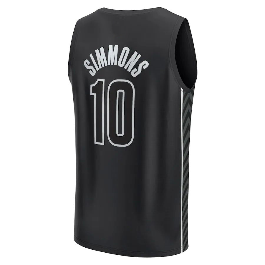 B.Nets #10 Ben Simmons Supporters Branded 2022-23 Fast Break Player Jersey Black Statement Edition Stitched American Basketball Jersey