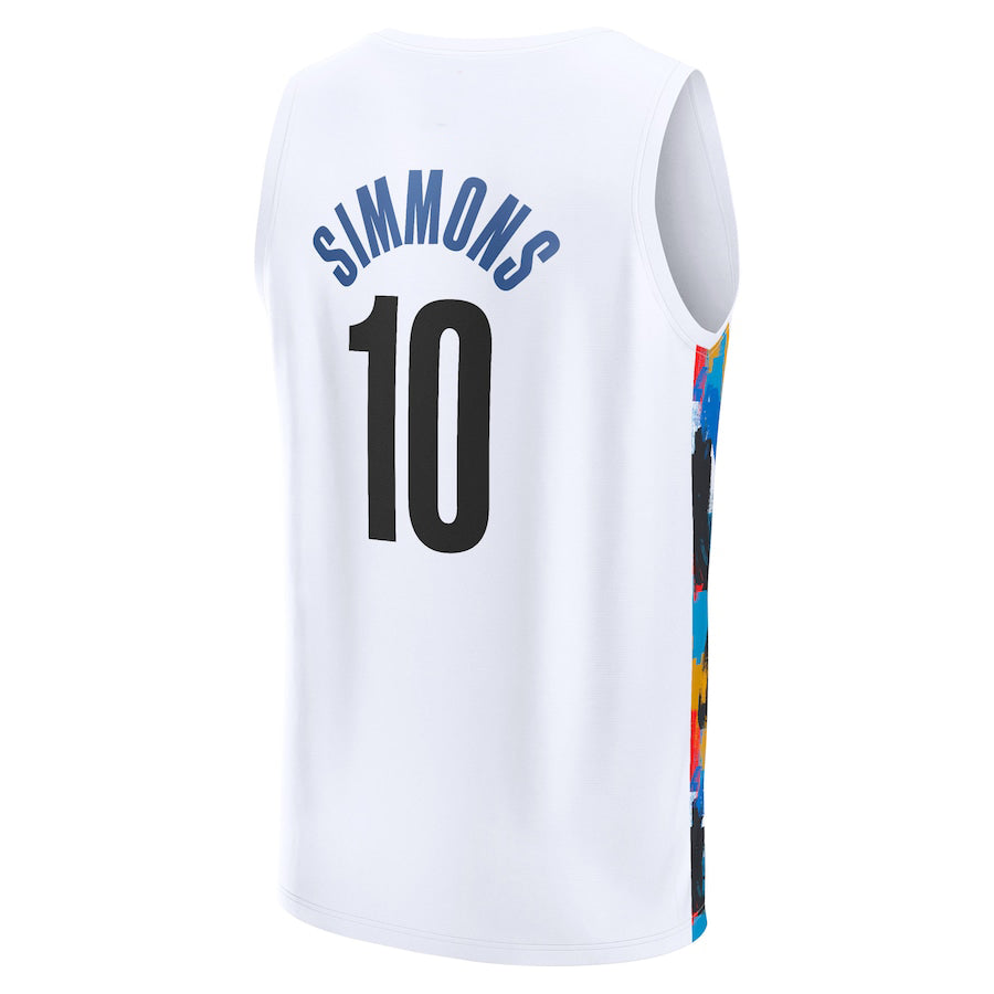 B.Nets #10 Ben Simmons Supporters Branded 2022-23 Fastbreak Jersey City Edition White Stitched American Basketball Jersey