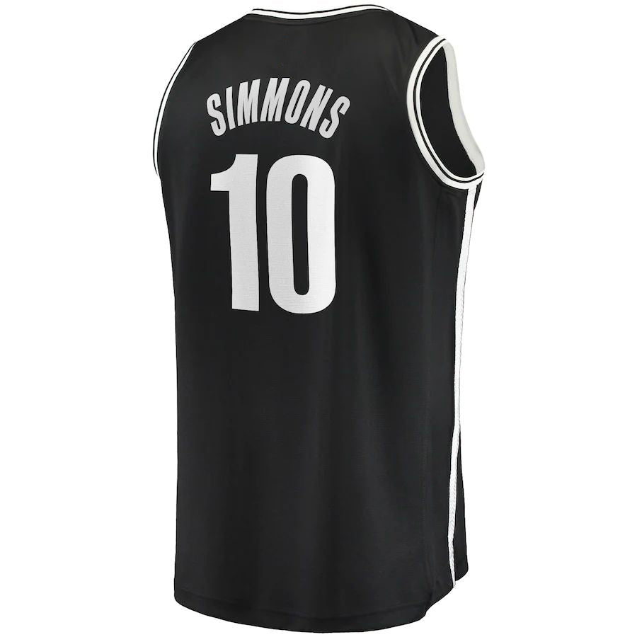 B.Nets #10 Ben Simmons Supporters Branded Fast Break Replica Player Jersey Black Statement Edition Stitched American Basketball Jersey