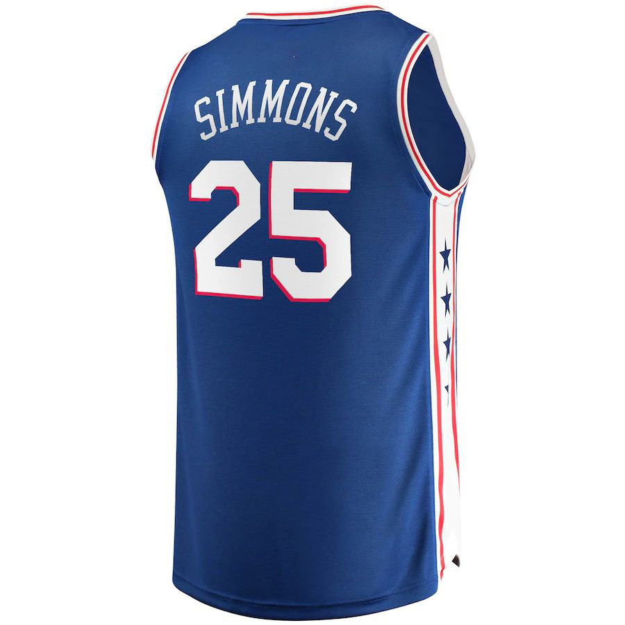 PH.76ers #25 Ben Simmons Supporters Branded  2019-20 Fast Break Replica Jersey Icon Edition Royal Stitched American Basketball Jersey