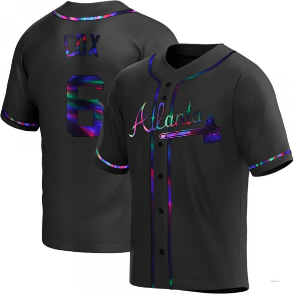 Atlanta Braves #6 Bobby Cox Black Holographic Alternate Jersey Stitches Baseball Jerseys