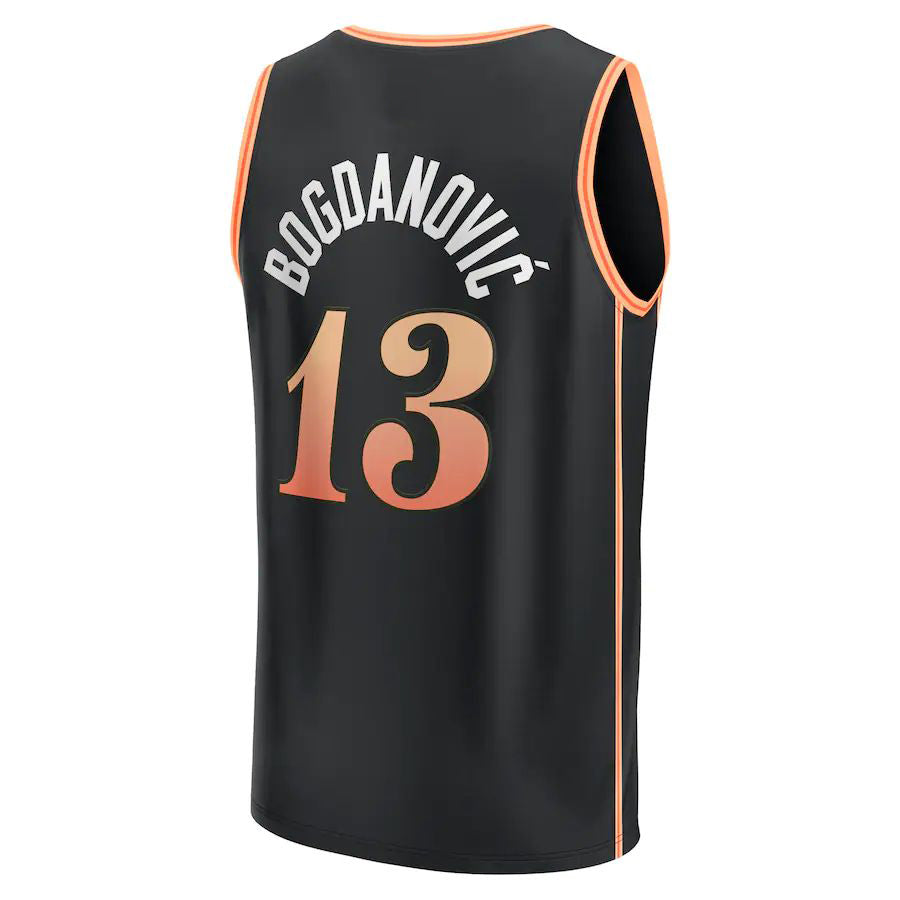 A.Hawks #13 Bogdan Bogdanovic Supporters Branded 2022-23 Fastbreak Jersey City Edition  Black Stitched American Basketball Jersey