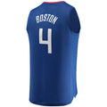 LA.Clippers #4 Brandon Boston Jr. Supporters Branded 2021-22 Fast Break Replica Jersey Icon Edition Royal Stitched American Basketball Jersey