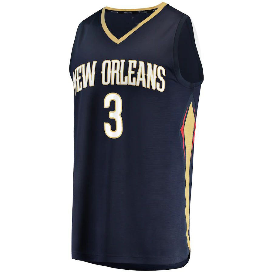 NO.Pelicans #3 C.J. McCollum Supporters Branded 2022-23 Fast Break Replica Jersey Navy Icon Edition Stitched American Basketball Jersey