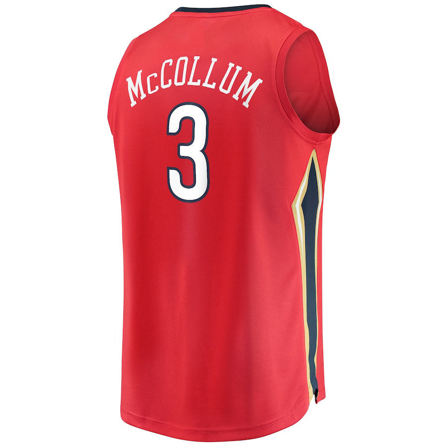 NO.Pelicans #3 C.J. McCollum Supporters Branded 2022-23 Fast Break Replica Jersey Red Statement Edition Stitched American Basketball Jersey