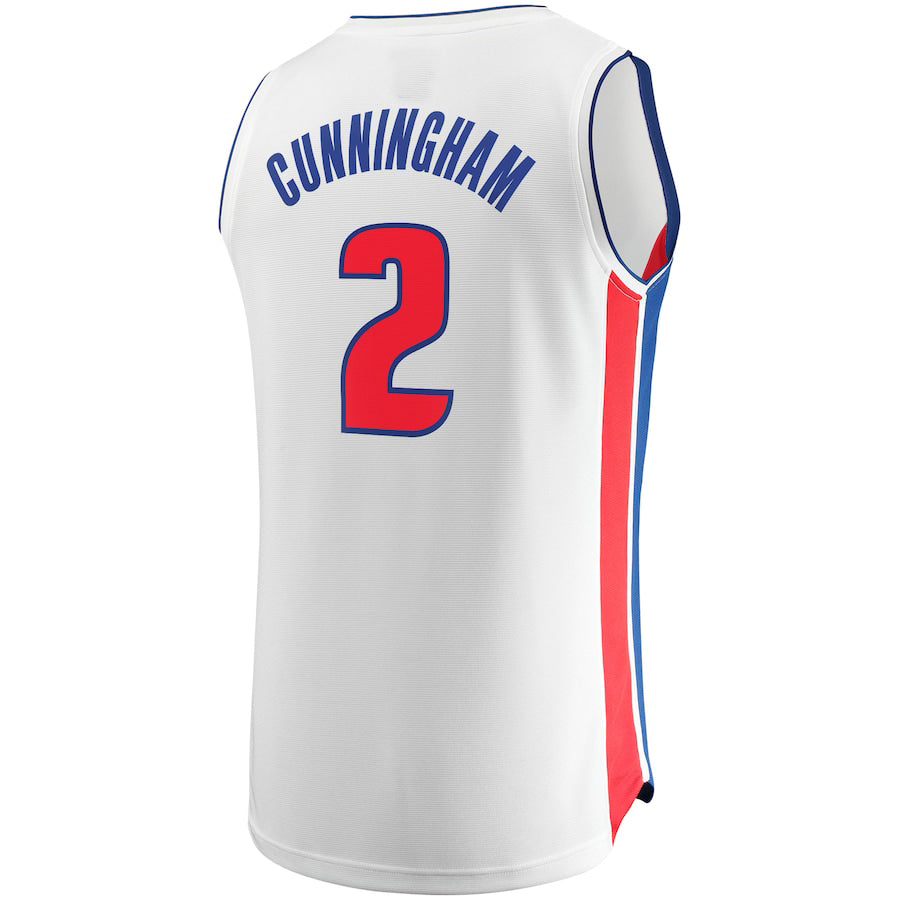 D.Pistons #2 Cade Cunningham Supporters Branded 2022-23 Fast Break Replica Jersey White Association Edition Stitched American Basketball Jersey