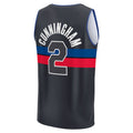 D.Pistons #2 Cade Cunningham Supporters Branded 2021-22 Fast Break Player Jersey  Black Statement Edition Stitched American Basketball Jersey