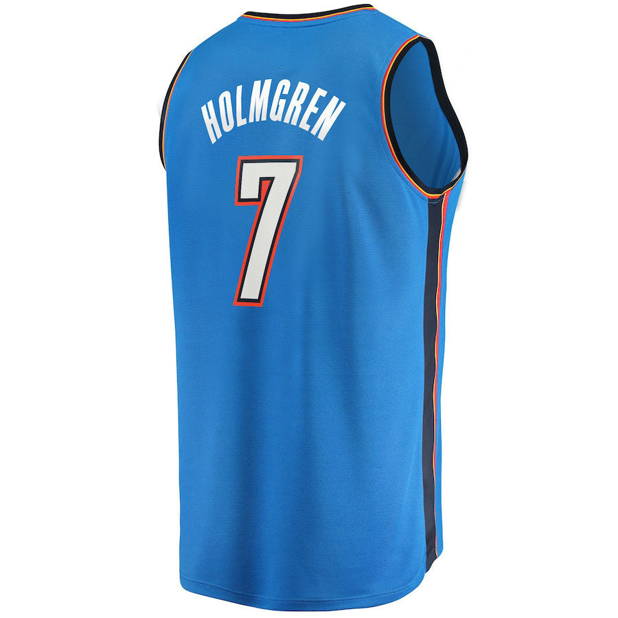 OC.Thunder #7 Chet Holmgren Supporters Branded 2022 Draft First Round Pick Fast Break Replica Jersey Icon Edition Blue Stitched American Basketball Jersey