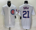 Chicago Cubs #21 Sammy Sosa White With Patch Cool Base Stitched Baseball Jersey