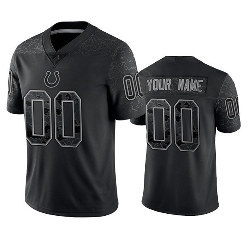 Custom Indianapolis Colts Black Reflective Limited Stitched Football Jersey