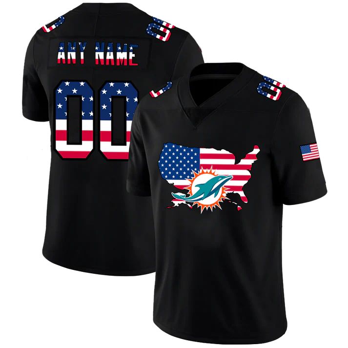 Custom M.Dolphins Football Black Limited Fashion Flag Stitched Jerseys Football Jerseys